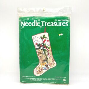 Needle Treasures Crewel Playful‎ Bears Christmas Stocking Cross Stitch Kit 00833